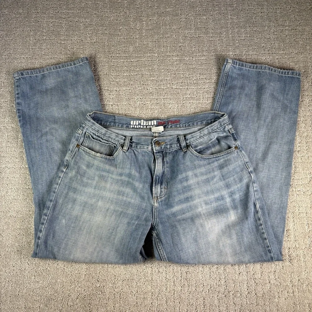 Urban Pipeline Loose Fit Jeans Men's Blue Denim Mid Rise Straight 34x30